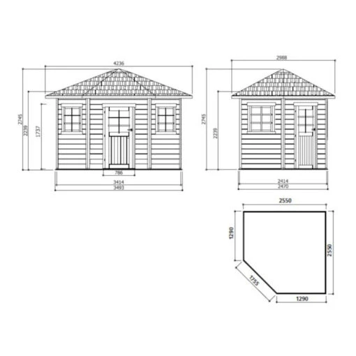 Abri D'angle 5,70m² Nancy En Bois Massif PEFC 28mm + Shingles - SOLID -Jardin Soldes abri d angle 570m nancy en bois massif pefc 28mm shingles solid 1