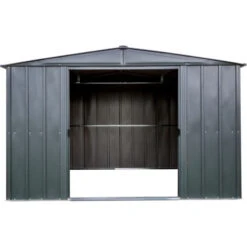 Abri De Jardin 10,7m² Toit Double Pente En Acier Galvanisé Anthracite Spacemaker -Jardin Soldes abri de jardin 107m toit double pente en acier galvanise anthracite spacemaker 2