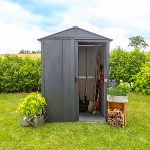 Abri De Jardin 1,5m² Toit Double Pente En Acier Galvanisé Anthracite Spacemaker -Jardin Soldes abri de jardin 15m toit double pente en acier galvanise anthracite spacemaker