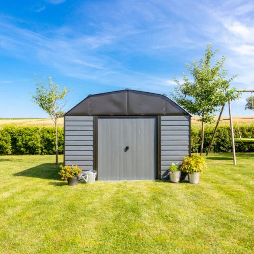 Abri De Jardin 7,8m² à Toit Mansardé En Acier Galvanisé Anthracite Spacemaker -Jardin Soldes abri de jardin 78m type hangar en acier galvanise anthracite spacemaker 3