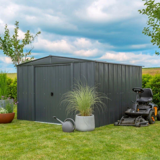 Abri De Jardin 8,5m² Toit Double Pente En Acier Galvanisé Anthracite Spacemaker -Jardin Soldes abri de jardin 85m toit double pente en acier galvanise anthracite spacemaker