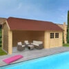 Abri De Jardin 8,88m² York En Bois Massif 28mm Avec Terrasse Couverte + Shingles - SOLID -Jardin Soldes abri de jardin 888m york en bois massif 28mm avec terrasse couverte shingles solid