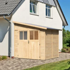 Abri De Jardin Adossé En Bois Certifié 4,18m² Bomlitz 2 - Karibu -Jardin Soldes abri de jardin adosse en bois certifie 418m bomlitz 2 karibu 1