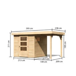 Abri De Jardin En Bois 4,62m² Freiburg 2 Avec Appentis De 1,50 M - Karibu -Jardin Soldes abri de jardin en bois 462m freiburg 2 avec appentis de 150 m karibu 2