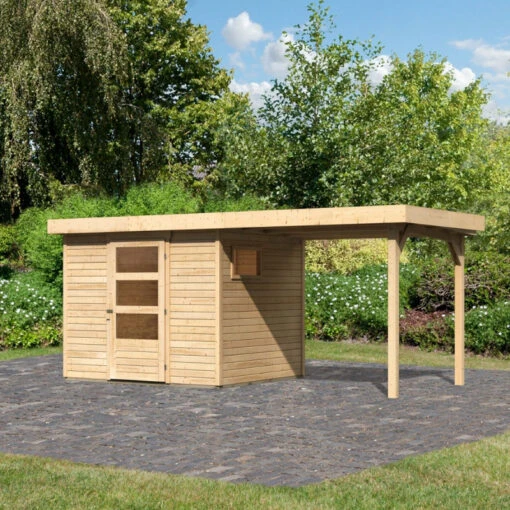 Abri De Jardin En Bois 5,25m² Avec Appentis De 2,40 M Freiburg 3 - Karibu -Jardin Soldes abri de jardin en bois 525m avec appentis de 240 m freiburg 3 karibu