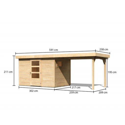 Abri De Jardin En Bois 6,55m² Avec Appentis De 2,80 M Freiburg 4 - Karibu -Jardin Soldes abri de jardin en bois 655m avec appentis de 280 m freiburg 4 karibu 2