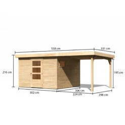 Abri De Jardin En Bois 9,24m² Freiburg 6 Avec Appentis De 2,40 M - Karibu -Jardin Soldes abri de jardin en bois 924m freiburg 6 avec appentis de 240 m karibu 2