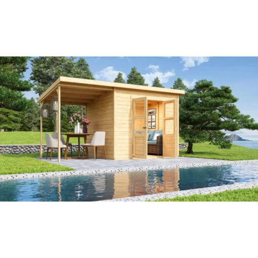 Abri De Jardin En Bois Massif 5,18m² + Appentis Merseburg 5 - Karibu -Jardin Soldes abri de jardin en bois massif 518m merseburg 5 karibu 1