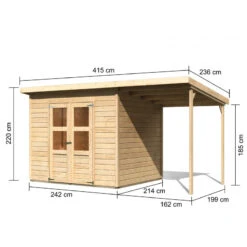 Abri De Jardin En Bois Massif 5,18m² + Appentis Merseburg 5 - Karibu -Jardin Soldes abri de jardin en bois massif 518m merseburg 5 karibu 2