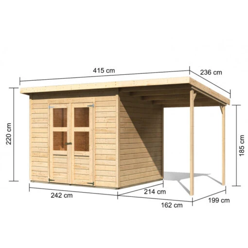 Abri De Jardin En Bois Massif 5,18m² + Appentis Merseburg 5 - Karibu -Jardin Soldes abri de jardin en bois massif 518m merseburg 5 karibu 2