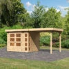 Abri De Jardin En Bois Massif 5,25m² Kerko 3 Avec Appentis 240cm – Karibu -Jardin Soldes abri de jardin en bois massif 525m kerko 3 avec appentis 240cm woodfeeling