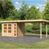 Abri De Jardin En Bois Massif 5,25m² Kerko 3 Avec Appentis 280cm – Karibu -Jardin Soldes abri de jardin en bois massif 525m kerko 3 avec appentis 280cm woodfeeling