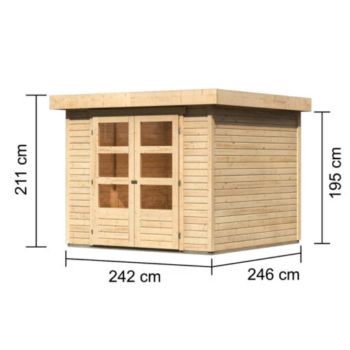 Abri De Jardin Askola 3,5 - 5,95m² En Bois Brut 19mm - Karibu -Jardin Soldes abri de jardin en bois massif 595m askola 35 woodfeeling 1