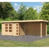 Abri De Jardin En Bois Massif 6,55m² Kerko 4 Avec Appentis 280cm Et Paroi Arrière – Karibu -Jardin Soldes abri de jardin en bois massif 655m kerko 4 avec appentis 280cm et paroi arriere woodfeeling