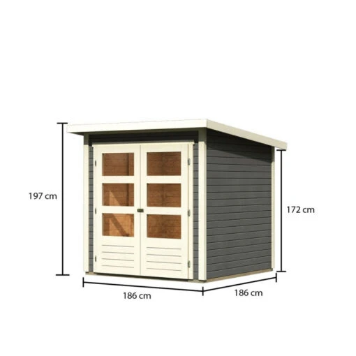 Abri De Jardin En Bois Massif Gris Terre 3,46m² Stockach 2 – Karibu -Jardin Soldes abri de jardin en bois massif gris terre 346m stockach 2 woodfeeling 1