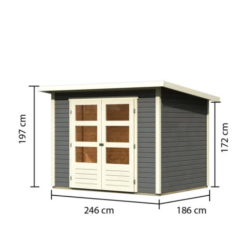 Abri De Jardin En Bois Massif Gris Terre 4,57m² Stockach 3 – Karibu -Jardin Soldes abri de jardin en bois massif gris terre 457m stockach 3 woodfeeling 1