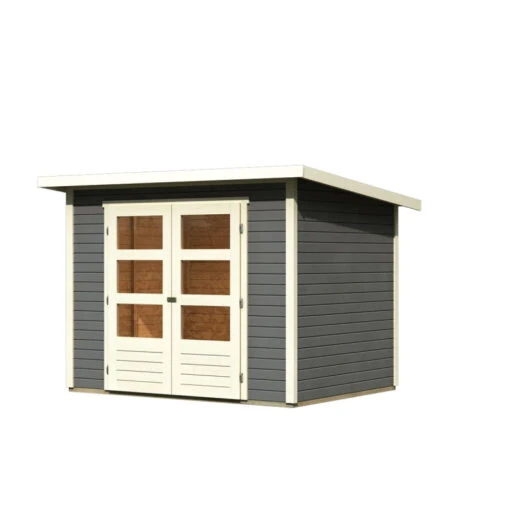 Abri De Jardin En Bois Massif Gris Terre 4,57m² Stockach 3 – Karibu -Jardin Soldes abri de jardin en bois massif gris terre 457m stockach 3 woodfeeling 2