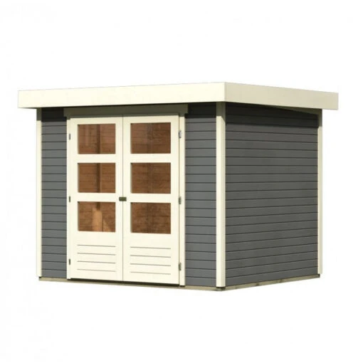 Abri De Jardin En Bois Massif Gris Terre 5,25m² Askola 3 - Karibu -Jardin Soldes abri de jardin en bois massif gris terre 525m askola 3 woodfeeling 2