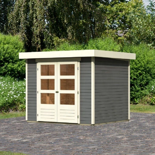 Abri De Jardin En Bois Massif Gris Terre 5,25m² Askola 3 - Karibu -Jardin Soldes abri de jardin en bois massif gris terre 525m askola 3 woodfeeling