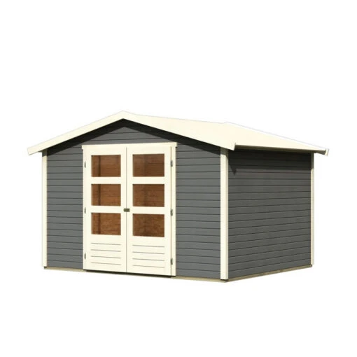 Abri De Jardin En Bois Massif Gris Terre 6,05m² Amberg 4 – Karibu -Jardin Soldes abri de jardin en bois massif gris terre 605m amberg 4 woodfeeling 2