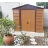 Abri De Jardin En Métal Aspect Bois 4,6m² + Kit D'ancrage - X-METAL -Jardin Soldes abri de jardin en metal aspect bois 46m kit d ancrage x metal