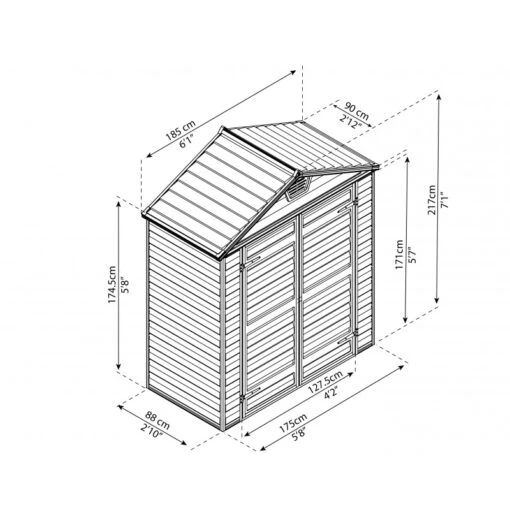 Abri De Jardin En Polycarbonate 1,55m² Skylight Amber - Palram - Canopia -Jardin Soldes abri de jardin en polycarbonate 155m skylight amber palram 2