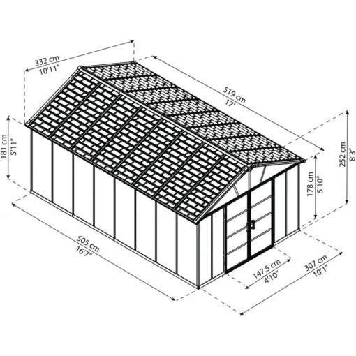 Abri De Jardin En Polycarbonate 17,2m² Avec Plancher YUKON - Palram - Canopia -Jardin Soldes abri de jardin en polycarbonate 172m avec plancher yukon palram 2