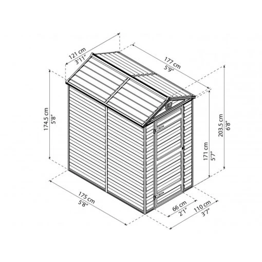 Abri De Jardin En Polycarbonate 1,93m² Skylight Amber - Palram - Canopia -Jardin Soldes abri de jardin en polycarbonate 193m skylight amber palram 2