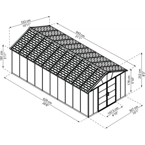 Abri De Jardin En Polycarbonate 21,3m² Avec Plancher YUKON - Palram - Canopia -Jardin Soldes abri de jardin en polycarbonate 213m avec plancher yukon palram 1