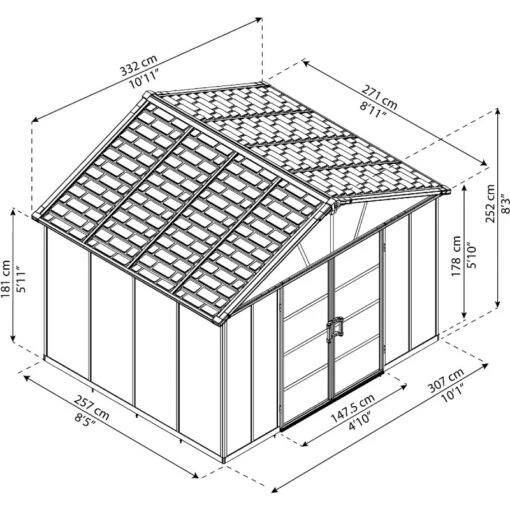 Abri De Jardin En Polycarbonate 7,9m² Sans Plancher YUKON - Palram - Canopia -Jardin Soldes abri de jardin en polycarbonate 79m sans plancher yukon palram 1 2