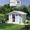 Abri De Jardin En PVC 11,2m² UTILITY Blanc Et Gris Bleu Grosfillex + Kit Ancrage Offert -Jardin Soldes abri de jardin en pvc 112m utility blanc et gris bleu grosfillex