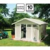 Abri De Jardin En PVC 11,2m² UTILITY Blanc Et Gris Vert Grosfillex + Kit Ancrage Offert -Jardin Soldes abri de jardin en pvc 112m utility blanc et gris vert grosfillex