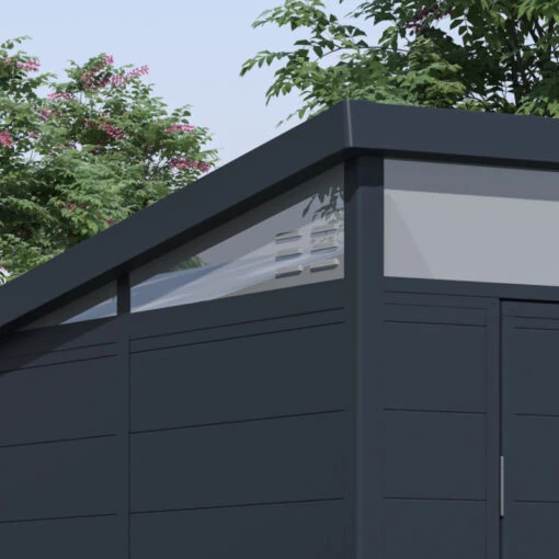 Abri De Jardin En Résine 3,24m² Anthracite Toit Monopente Skylight + Plancher - Jobu -Jardin Soldes abri de jardin en resine 324m anthracite toit monopente skylight plancher jobu 1