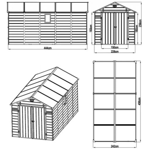 Abri De Jardin En Résine Beige 11m² + Kit De Fondation - JOBU -Jardin Soldes abri de jardin en resine beige 11m kit de fondation jobu 2