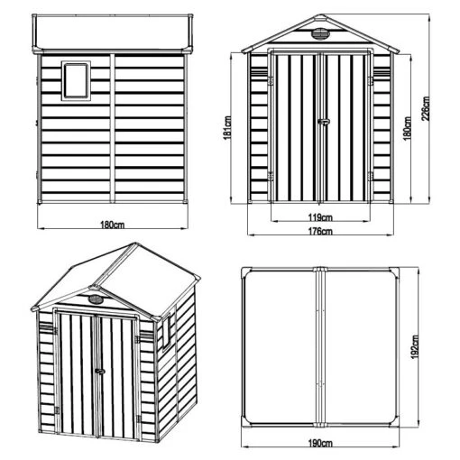 Abri De Jardin En Résine Gris 3,65m² + Kit De Fondation - JOBU -Jardin Soldes abri de jardin en resine gris 365m kit de fondation jobu 1