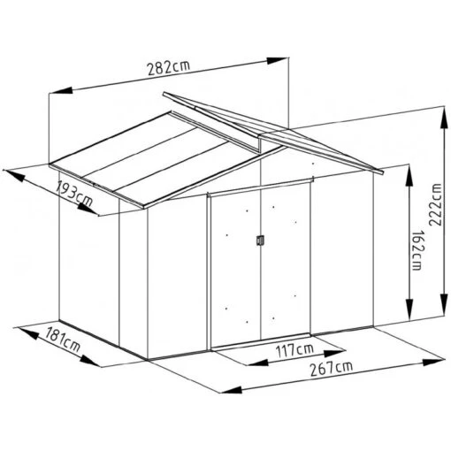 Abri De Jardin Métal Avec Puit De Lumière 5,44m² Imitation Bois Vieilli -Jardin Soldes abri de jardin metal avec puit de lumiere 544m imitation bois vieilli 1