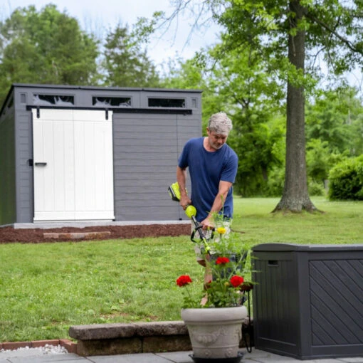 Abri De Jardin Polyéthylène 25mm Gris Foncé 7,30m² Modern + Plancher - SUNCAST -Jardin Soldes abri de jardin polyethylene 25mm gris fonce 730m modern plancher suncast 2