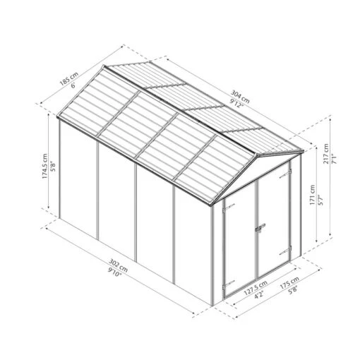 Abri De Jardin RUBICON 5,6m² En Aluminium Et Polycarbonate - Palram - Canopia -Jardin Soldes abri de jardin rubicon 56m en aluminium et polycarbonate palram 1 1