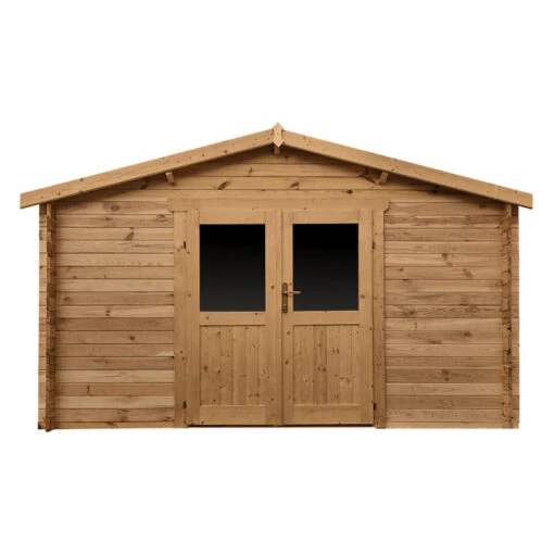 Abri En Bois Massif 13m² PRIMO 28mm Traité Teinté Marron Gardy Shelter -Jardin Soldes abri en bois massif 13m primo 28mm traite teinte marron gardy shelter