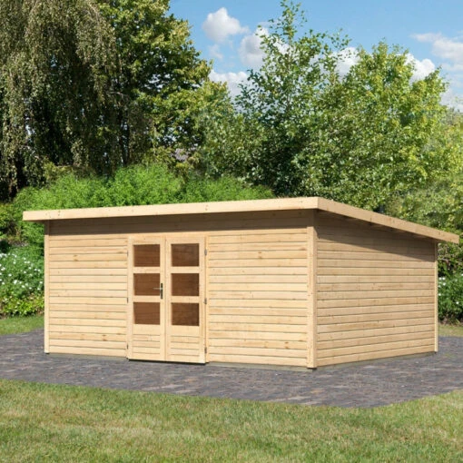 Abri Toit Plat 18,08m² Bois Massif 40mm Northeim 6 – Karibu -Jardin Soldes abri toit plat 1808m bois massif 40mm northeim 6 woodfeeling