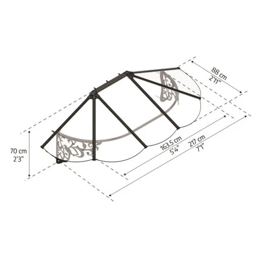 Auvent Marquise En Polycarbonate 4mm Lily XL™ 2130 – Canopia -Jardin Soldes auvent marquise en polycarbonate 4mm lily xl 2130 canopia 2