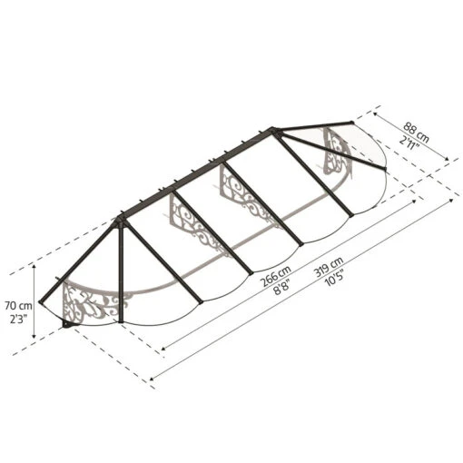 Auvent Marquise En Polycarbonate 4mm Lily XL™ 2600 – Canopia -Jardin Soldes auvent marquise en polycarbonate 4mm lily xl 3150 canopia 2