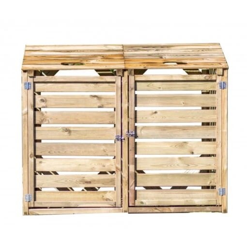 Cache Poubelle Double En Bois Massif Certifié Traité Autoclave -Jardin Soldes cache poubelle double en bois massif certifie traite autoclave 2