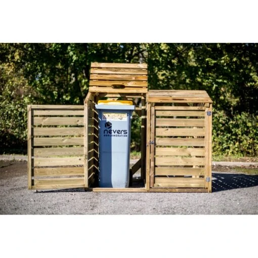 Cache Poubelle Double En Bois Massif Certifié Traité Autoclave -Jardin Soldes cache poubelle double en bois massif certifie traite autoclave 4