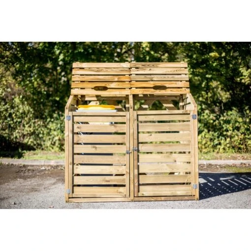 Cache Poubelle Double En Bois Massif Certifié Traité Autoclave -Jardin Soldes cache poubelle double en bois massif certifie traite autoclave