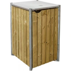 Cache-poubelle Müllbox En Bois Traité Naturel 140L – HIDE -Jardin Soldes cache poubelle mullbox en bois traite 2x140l hide 1