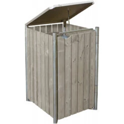 Jardin Soldes -Jardin Soldes cache poubelle mullbox en bois traite gris 140l hide 1