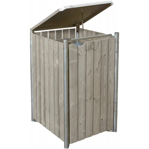 Cache-poubelle Müllbox En Bois Traité Gris 240L – HIDE -Jardin Soldes cache poubelle mullbox en bois traite gris 240l hide 1