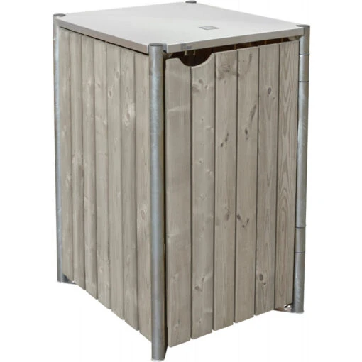 Cache-poubelle Müllbox En Bois Traité Gris 240L – HIDE -Jardin Soldes cache poubelle mullbox en bois traite gris 240l hide 2