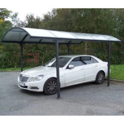 Carport 1 Voiture 14,62m² En Aluminium Et Polycarbonate 6mm ANTI-UV - Habrita -Jardin Soldes carport 1 voiture avec toit arrondi en aluminium et polycarbonate anti uv 2